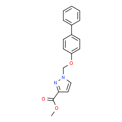 ChemSpider 2D Image | Methyl 1-[(4-biphenylyloxy)methyl]-1H-pyrazole-3-carboxylate | C18H16N2O3