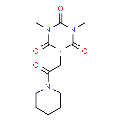 ChemSpider 2D Image | 1,3-Dimethyl-5-[2-oxo-2-(1-piperidinyl)ethyl]-1,3,5-triazinane-2,4,6-trione | C12H18N4O4