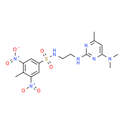 ChemSpider 2D Image | N-(2-{[4-(Dimethylamino)-6-methyl-2-pyrimidinyl]amino}ethyl)-4-methyl-3,5-dinitrobenzenesulfonamide | C16H21N7O6S