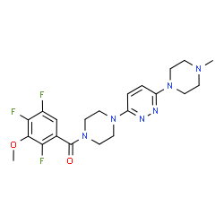ChemSpider 2D Image | {4-[6-(4-Methyl-1-piperazinyl)-3-pyridazinyl]-1-piperazinyl}(2,4,5-trifluoro-3-methoxyphenyl)methanone | C21H25F3N6O2