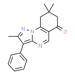 ChemSpider 2D Image | 2,8,8-trimethyl-3-phenyl-7H,9H-pyrazolo[1,5-a]quinazolin-6-one | C19H19N3O