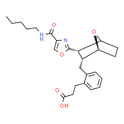 ChemSpider 2D Image | 3-[2-({(1S,2R,3S)-3-[4-(Pentylcarbamoyl)-1,3-oxazol-2-yl]-7-oxabicyclo[2.2.1]hept-2-yl}methyl)phenyl]propanoic acid | C25H32N2O5