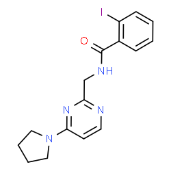 ChemSpider 2D Image | 2-Iodo-N-{[4-(1-pyrrolidinyl)-2-pyrimidinyl]methyl}benzamide | C16H17IN4O