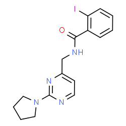 ChemSpider 2D Image | 2-Iodo-N-{[2-(1-pyrrolidinyl)-4-pyrimidinyl]methyl}benzamide | C16H17IN4O