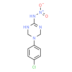 ChemSpider 2D Image | 5-(4-Chlorophenyl)-N-nitro-1,4,5,6-tetrahydro-1,3,5-triazin-2-amine | C9H10ClN5O2