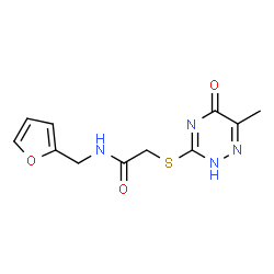 ChemSpider 2D Image | N-(2-Furylmethyl)-2-[(6-methyl-5-oxo-2,5-dihydro-1,2,4-triazin-3-yl)sulfanyl]acetamide | C11H12N4O3S