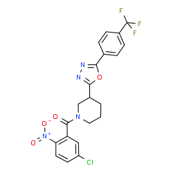 ChemSpider 2D Image | (5-Chloro-2-nitrophenyl)(3-{5-[4-(trifluoromethyl)phenyl]-1,3,4-oxadiazol-2-yl}-1-piperidinyl)methanone | C21H16ClF3N4O4