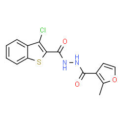 ChemSpider 2D Image | N'-[(3-Chloro-1-benzothiophen-2-yl)carbonyl]-2-methyl-3-furohydrazide | C15H11ClN2O3S