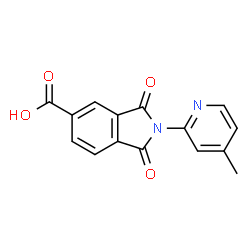 ChemSpider 2D Image | 2-(4-methylpyridin-2-yl)-1,3-dioxoisoindole-5-carboxylic acid | C15H10N2O4