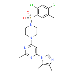 ChemSpider 2D Image | 4-{4-[(2,4-Dichloro-5-methylphenyl)sulfonyl]-1-piperazinyl}-6-(4,5-dimethyl-1H-imidazol-1-yl)-2-methylpyrimidine | C21H24Cl2N6O2S