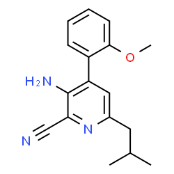 ChemSpider 2D Image | 3-Amino-6-isobutyl-4-(2-methoxyphenyl)-2-pyridinecarbonitrile | C17H19N3O