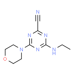 ChemSpider 2D Image | 4-(Ethylamino)-6-(4-morpholinyl)-1,3,5-triazine-2-carbonitrile | C10H14N6O