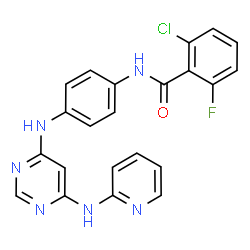 ChemSpider 2D Image | 2-Chloro-6-fluoro-N-(4-{[6-(2-pyridinylamino)-4-pyrimidinyl]amino}phenyl)benzamide | C22H16ClFN6O