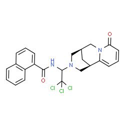 ChemSpider 2D Image | N-{2,2,2-Trichloro-1-[(1R,9S)-6-oxo-7,11-diazatricyclo[7.3.1.0~2,7~]trideca-2,4-dien-11-yl]ethyl}-1-naphthamide | C24H22Cl3N3O2