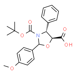 ChemSpider 2D Image | (4R,5S)-2-(4-Methoxyphenyl)-3-{[(2-methyl-2-propanyl)oxy]carbonyl}-4-phenyl-1,3-oxazolidine-5-carboxylic acid | C22H25NO6