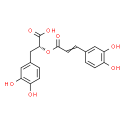ChemSpider 2D Image | (2R)-3-(3,4-Dihydroxyphenyl)-2-{[3-(3,4-dihydroxyphenyl)acryloyl]oxy}propanoic acid | C18H16O8