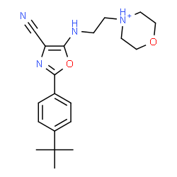 ChemSpider 2D Image | 4-[2-({4-Cyano-2-[4-(2-methyl-2-propanyl)phenyl]-1,3-oxazol-5-yl}amino)ethyl]morpholin-4-ium | C20H27N4O2
