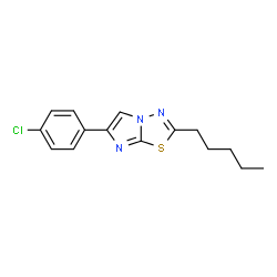 ChemSpider 2D Image | 6-(4-Chlorophenyl)-2-pentylimidazo[2,1-b][1,3,4]thiadiazole | C15H16ClN3S