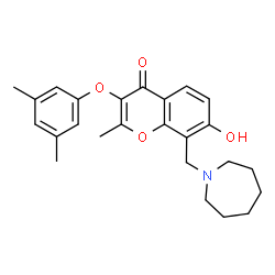 ChemSpider 2D Image | 8-(1-Azepanylmethyl)-3-(3,5-dimethylphenoxy)-7-hydroxy-2-methyl-4H-chromen-4-one | C25H29NO4