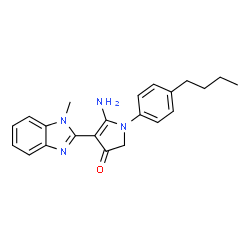 ChemSpider 2D Image | 5-Amino-1-(4-butylphenyl)-4-(1-methyl-1H-benzimidazol-2-yl)-1,2-dihydro-3H-pyrrol-3-one | C22H24N4O