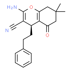 ChemSpider 2D Image | (4S)-2-Amino-7,7-dimethyl-5-oxo-4-(2-phenylethyl)-5,6,7,8-tetrahydro-4H-chromene-3-carbonitrile | C20H22N2O2