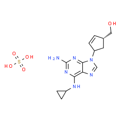 ChemSpider 2D Image | {(1R)-4-[2-Amino-6-(cyclopropylamino)-9H-purin-9-yl]-2-cyclopenten-1-yl}methanol sulfate (1:1) | C14H20N6O5S