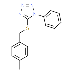 ChemSpider 2D Image | 5-(4-Methyl-benzylsulfanyl)-1-phenyl-1H-tetrazole | C15H14N4S