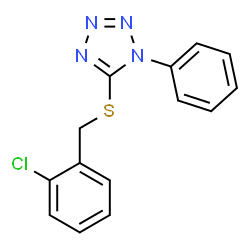 ChemSpider 2D Image | 5-(2-Chloro-benzylsulfanyl)-1-phenyl-1H-tetrazole | C14H11ClN4S
