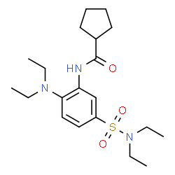 ChemSpider 2D Image | N-[2-(Diethylamino)-5-(diethylsulfamoyl)phenyl]cyclopentanecarboxamide | C20H33N3O3S