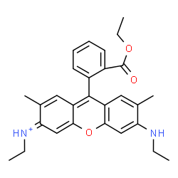ChemSpider 2D Image | (3E)-9-[2-(Ethoxycarbonyl)phenyl]-N-ethyl-6-(ethylamino)-2,7-dimethyl-3H-xanthen-3-iminium | C28H31N2O3