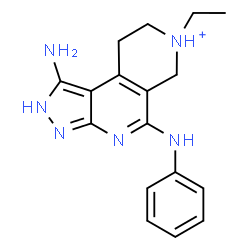 ChemSpider 2D Image | 1-Amino-5-anilino-7-ethyl-6,7,8,9-tetrahydro-2H-pyrazolo[3,4-c][2,7]naphthyridin-7-ium | C17H21N6