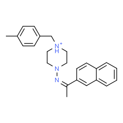 ChemSpider 2D Image | 1-(4-Methylbenzyl)-4-{(Z)-[1-(2-naphthyl)ethylidene]amino}piperazin-1-ium | C24H28N3