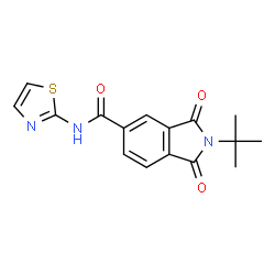 ChemSpider 2D Image | 2-tert-Butyl-1,3-dioxo-N-(1,3-thiazol-2-yl)isoindoline-5-carboxamide | C16H15N3O3S