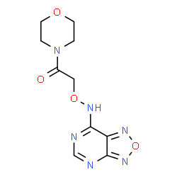 ChemSpider 2D Image | 1-(4-Morpholinyl)-2-[([1,2,5]oxadiazolo[3,4-d]pyrimidin-7-ylamino)oxy]ethanone | C10H12N6O4