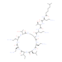 ChemSpider 2D Image | N-[(2S)-4-Amino-1-{[(3R)-1-{[4-amino-1-oxo-1-({(6R,9S,15S,18S,21S)-6,9,18-tris(2-aminoethyl)-12-[(2S)-2-butanyl]-3-[(1R)-1-hydroxyethyl]-15-isobutyl-2,5,8,11,14,17,20-heptaoxo-1,4,7,10,13,16,19-heptaa
zacyclotricosan-21-yl}amino)-2-butanyl]amino}-3-hydroxy-1-oxo-2-butanyl]amino}-1-oxo-2-butanyl]-6-methylheptanamide | C52H98N16O13