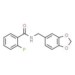 ChemSpider 2D Image | N-(1,3-Benzodioxol-5-ylmethyl)-2-fluorobenzamide | C15H12FNO3