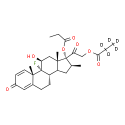 ChemSpider 2D Image | (11beta,14xi,16beta)-9-Fluoro-11-hydroxy-16-methyl-3,20-dioxo-17-(propionyloxy)pregna-1,4-dien-21-yl (~2~H_5_)propanoate | C28H32D5FO7