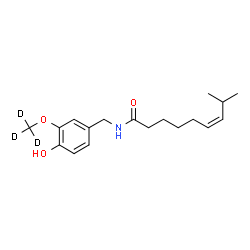 ChemSpider 2D Image | (6Z)-N-{4-Hydroxy-3-[(~2~H_3_)methyloxy]benzyl}-8-methyl-6-nonenamide | C18H24D3NO3