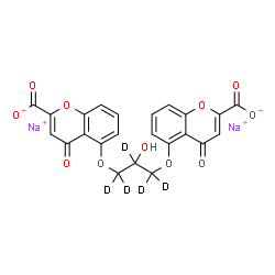 ChemSpider 2D Image | Disodium 5,5'-{[2-hydroxy(~2~H_5_)-1,3-propanediyl]bis(oxy)}bis(4-oxo-4H-chromene-2-carboxylate) | C23H9D5Na2O11