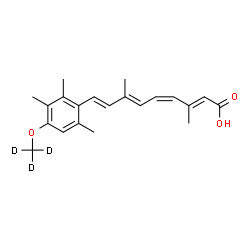 ChemSpider 2D Image | (2E,4Z,6E,8E)-3,7-Dimethyl-9-{2,3,6-trimethyl-4-[(~2~H_3_)methyloxy]phenyl}-2,4,6,8-nonatetraenoic acid | C21H23D3O3