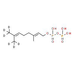 ChemSpider 2D Image | (2E)-3-Methyl-7-(~2~H_3_)methyl(8,8,8-~2~H_3_)-2,6-octadien-1-yl trihydrogen diphosphate | C10H14D6O7P2