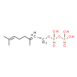 ChemSpider 2D Image | (2E)-3,7-Dimethyl(1,2-~13~C_2_)-2,6-octadien-1-yl trihydrogen diphosphate | C813C2H20O7P2