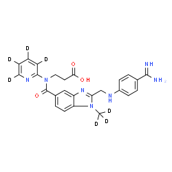 ChemSpider 2D Image | N-{[2-{[(4-Carbamimidoylphenyl)amino]methyl}-1-(~2~H_3_)methyl-1H-benzimidazol-5-yl]carbonyl}-N-(~2~H_4_)-2-pyridinyl-beta-alanine | C25H18D7N7O3
