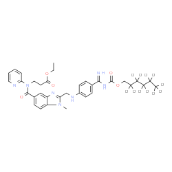 ChemSpider 2D Image | Ethyl N-{[2-({[4-(N-{[(2,2,3,3,4,4,5,5,6,6,6-~2~H_11_)hexyloxy]carbonyl}carbamimidoyl)phenyl]amino}methyl)-1-methyl-1H-benzimidazol-5-yl]carbonyl}-N-2-pyridinyl-beta-alaninate | C34H30D11N7O5