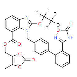ChemSpider 2D Image | (5-Methyl-2-oxo-1,3-dioxol-4-yl)methyl 2-[(~2~H_5_)ethyloxy]-1-{[2'-(5-oxo-4,5-dihydro-1,2,4-oxadiazol-3-yl)-4-biphenylyl]methyl}-1H-benzimidazole-7-carboxylate | C30H19D5N4O8
