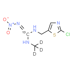 ChemSpider 2D Image | 1-[(2-Chloro-1,3-thiazol-5-yl)methyl]-3-(~2~H_3_)methyl-2-nitro(~13~C)guanidine | C513CH5D3ClN5O2S