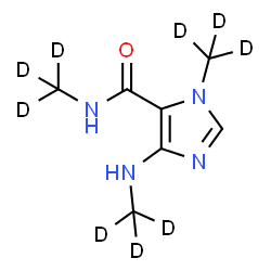 ChemSpider 2D Image | N,1-Bis[(~2~H_3_)methyl]-4-[(~2~H_3_)methylamino]-1H-imidazole-5-carboxamide | C7H3D9N4O