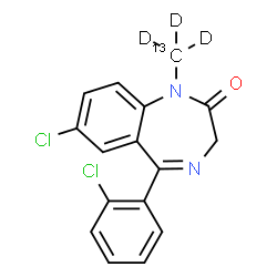 ChemSpider 2D Image | 7-Chloro-5-(2-chlorophenyl)-1-(~13~C,~2~H_3_)methyl-1,3-dihydro-2H-1,4-benzodiazepin-2-one | C1513CH9D3Cl2N2O