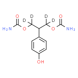 ChemSpider 2D Image | 2-(4-Hydroxyphenyl)(1,1,3,3-~2~H_4_)-1,3-propanediyl dicarbamate | C11H10D4N2O5