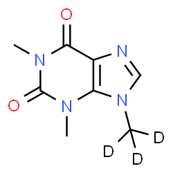 ChemSpider 2D Image | 1,3-Dimethyl-9-(~2~H_3_)methyl-3,9-dihydro-1H-purine-2,6-dione | C8H7D3N4O2